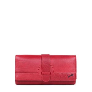 Women Red Leather Two Fold Wallet